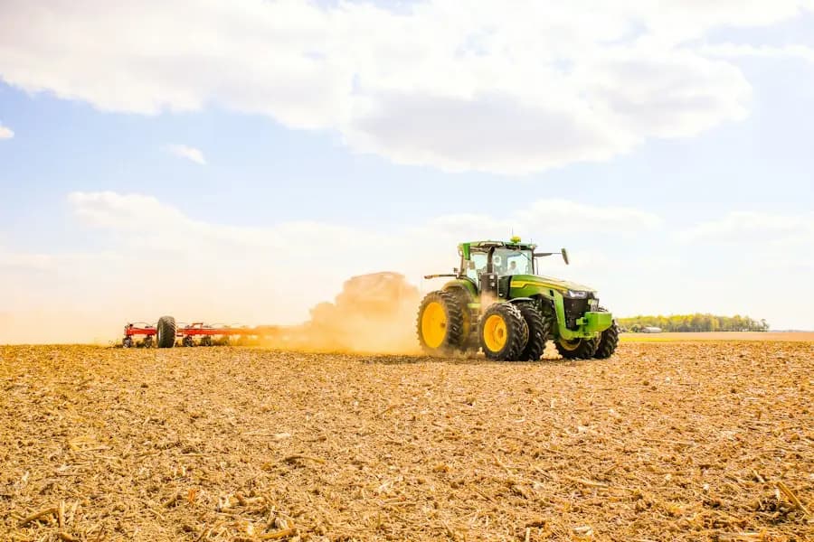 Tractor working a field