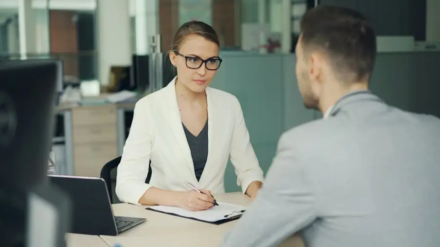 Job interview across an office desk