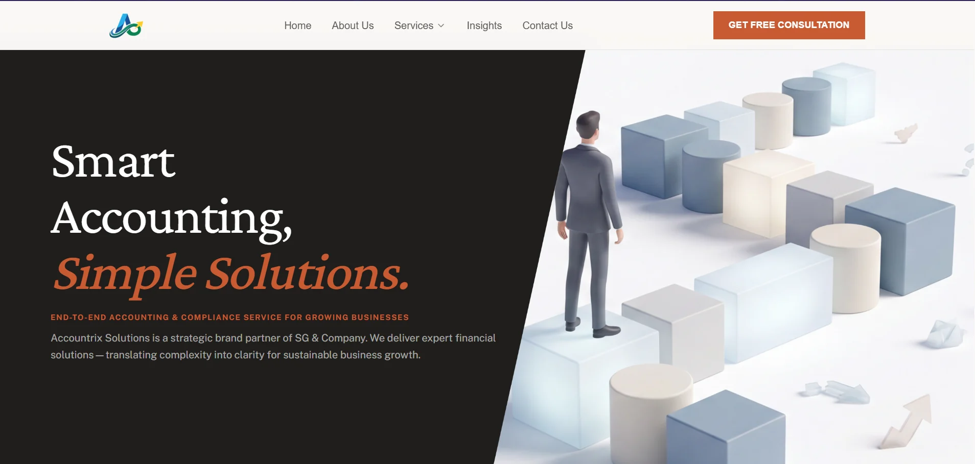 Accountrix Solutions website designed and built by Crayora
