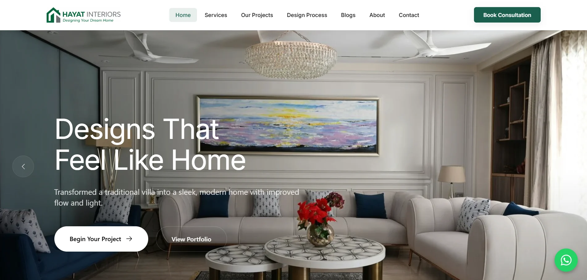 Hayat Interiors website designed and built by Crayora
