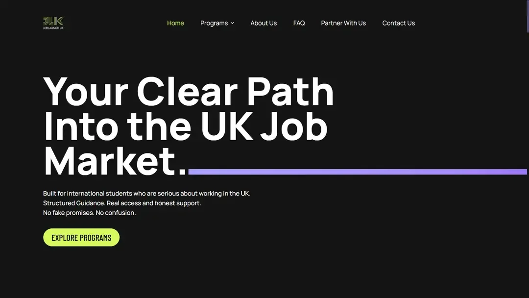 Job Launch UK website designed and built by Crayora