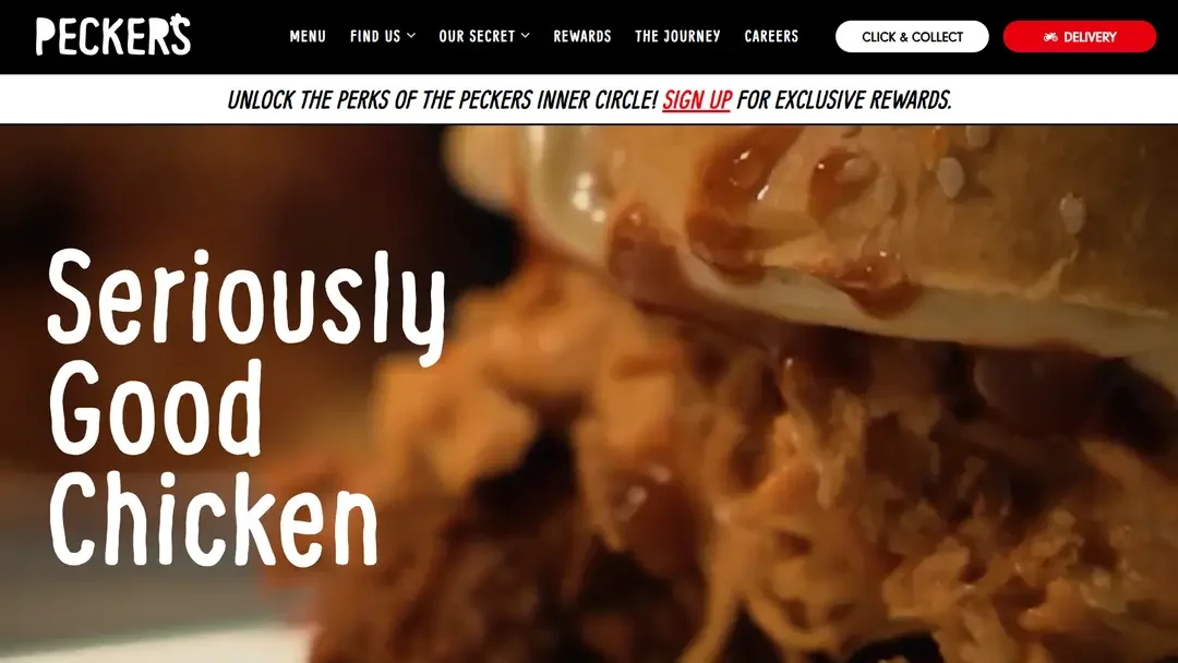 Peckers Chicken website designed and built by Crayora